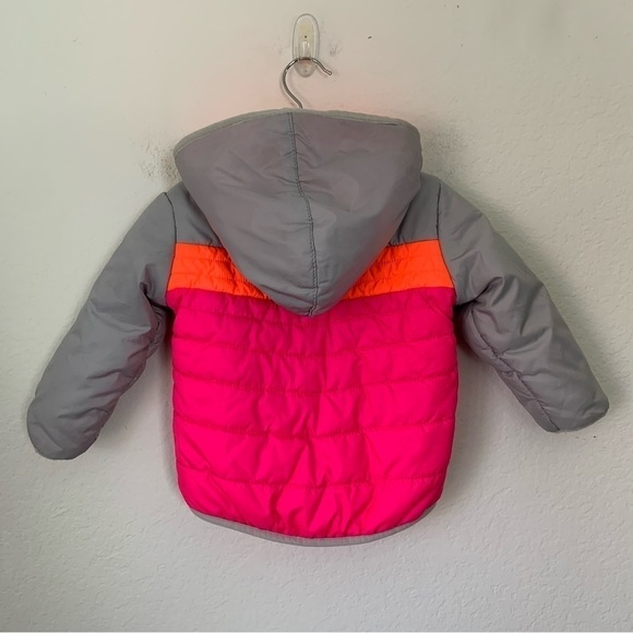 Champion Baby Girl Puffer Jacket Fleece Lined Size 12 Months fluorescent Hooded - Picture 5 of 14